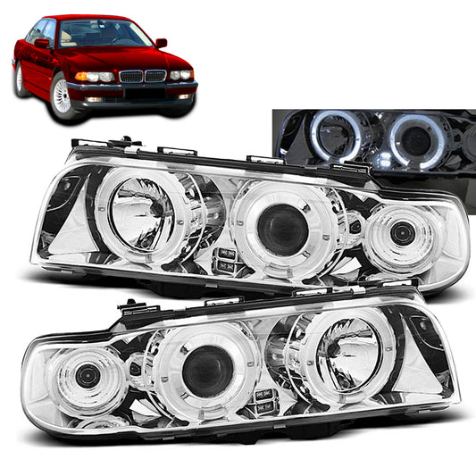 Scheinwerfer Angel Eyes Chrom passend für BMW E38 06.94 - 08.98