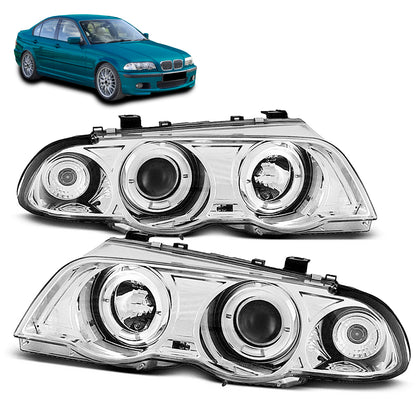 Scheinwerfer Angel Eyes Chrom passend für BMW E46 05.98-08.01 S/T