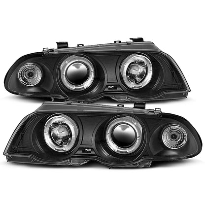 Scheinwerfer Angel Eyes Schwarz passend für BMW E46 05.98-08.01 S/T