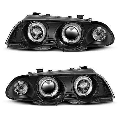 Scheinwerfer Angel Eyes Schwarz passend für BMW E46 05.98-08.01 S/T