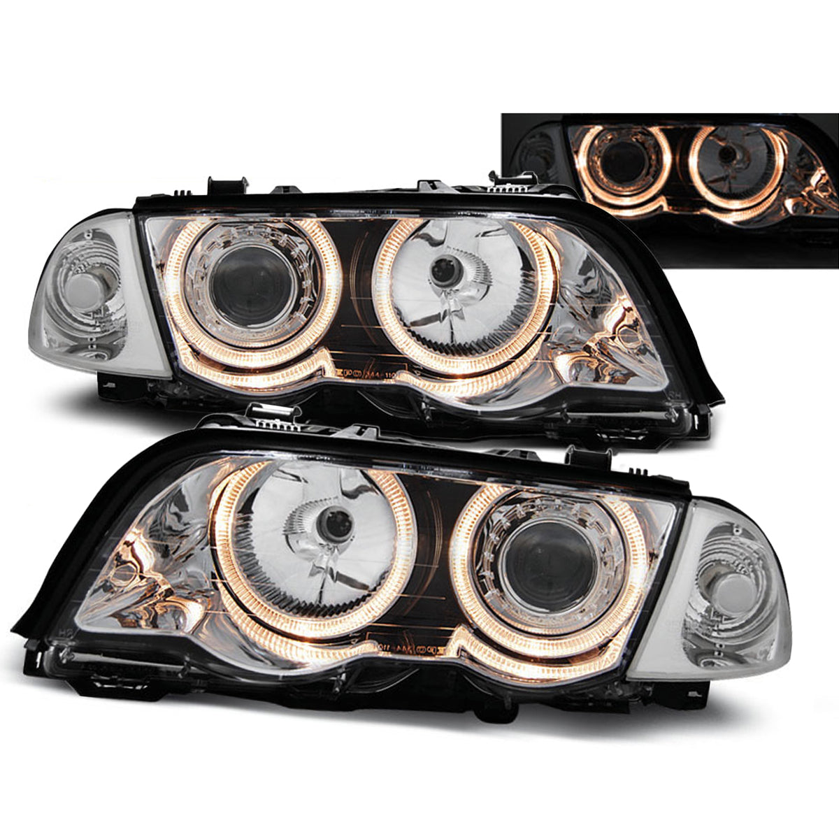 Scheinwerfer Angel Eyes Chrom passend für BMW E46 05.98-08.01 S/T