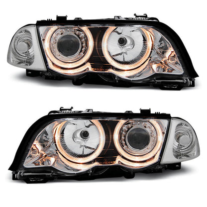 Scheinwerfer Angel Eyes Chrom passend für BMW E46 05.98-08.01 S/T