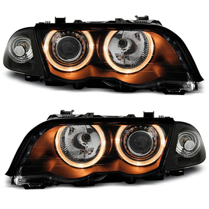 Scheinwerfer Angel Eyes Schwarz passend für BMW E46 05.98-08.01 S/T
