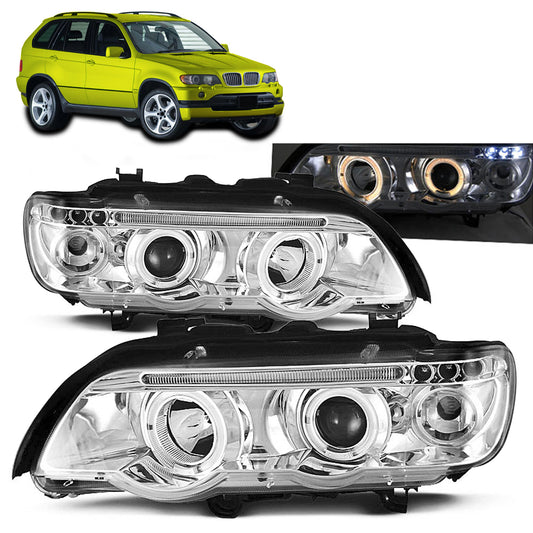 Scheinwerfer Angel Eyes Chrom passend für BMW X5 E53 09.99-10.03