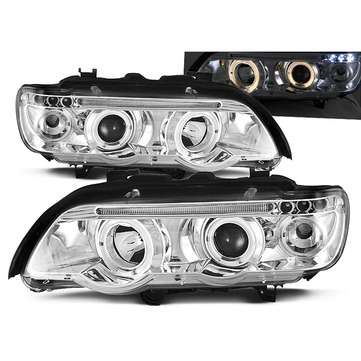 Scheinwerfer Angel Eyes Chrom passend für BMW X5 E53 09.99-10.03