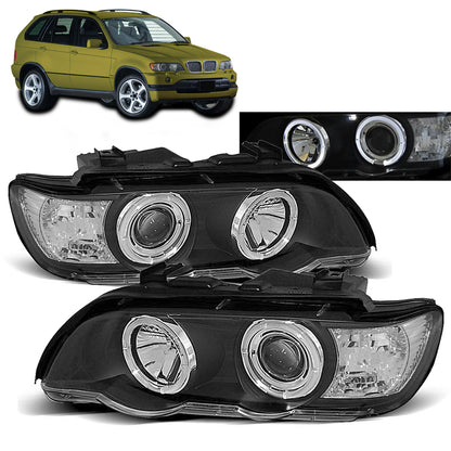 Scheinwerfer Angel Eyes Schwarz passend für BMW X5 E53 09.99-10.03