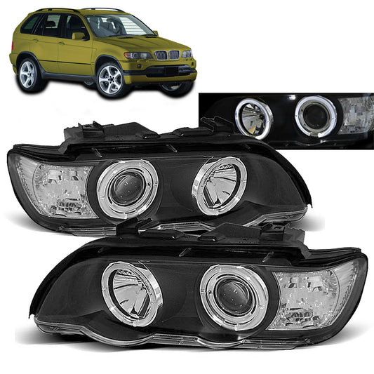Scheinwerfer Angel Eyes Schwarz passend für BMW X5 E53 09.99-10.03