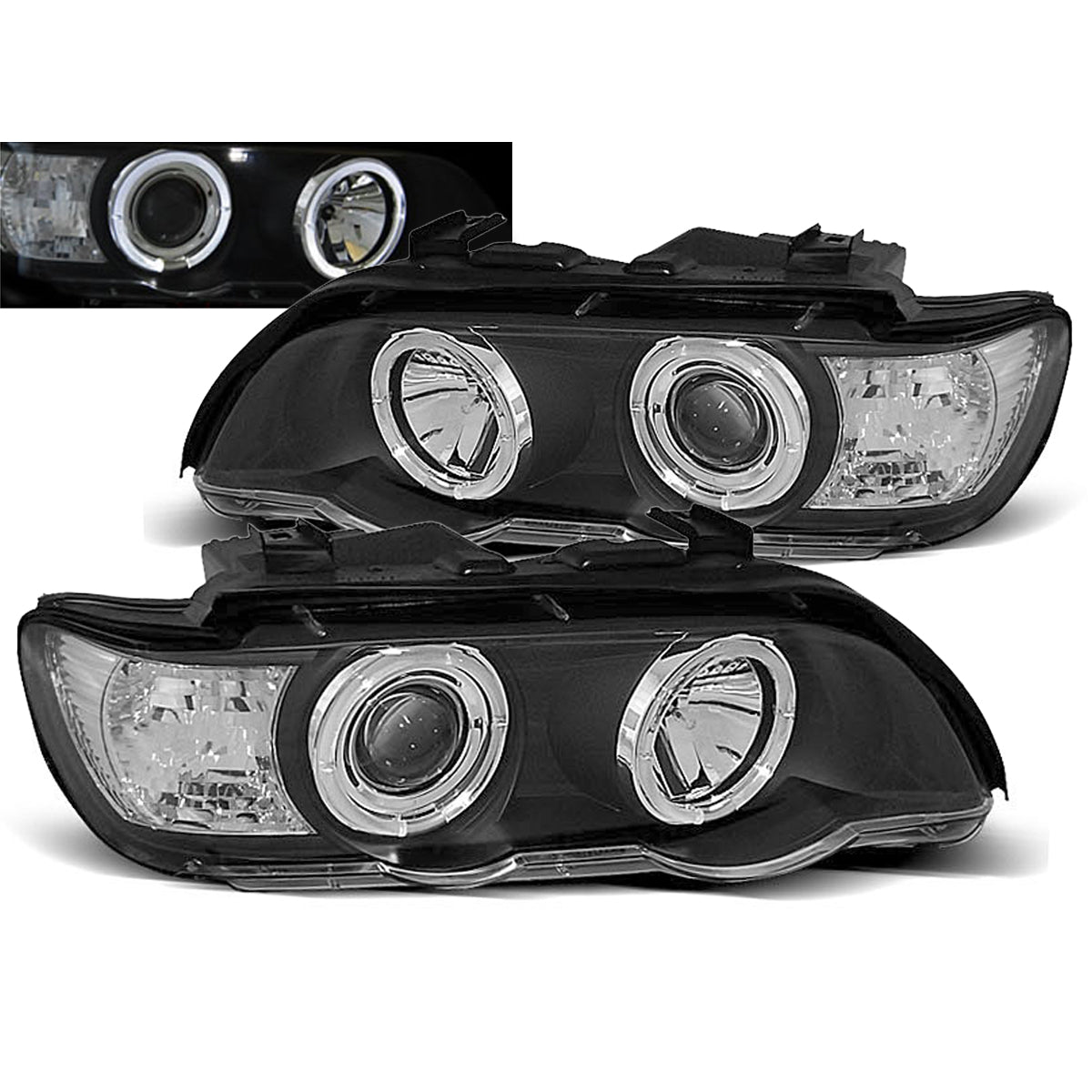 Scheinwerfer Angel Eyes Schwarz passend für BMW X5 E53 09.99-10.03