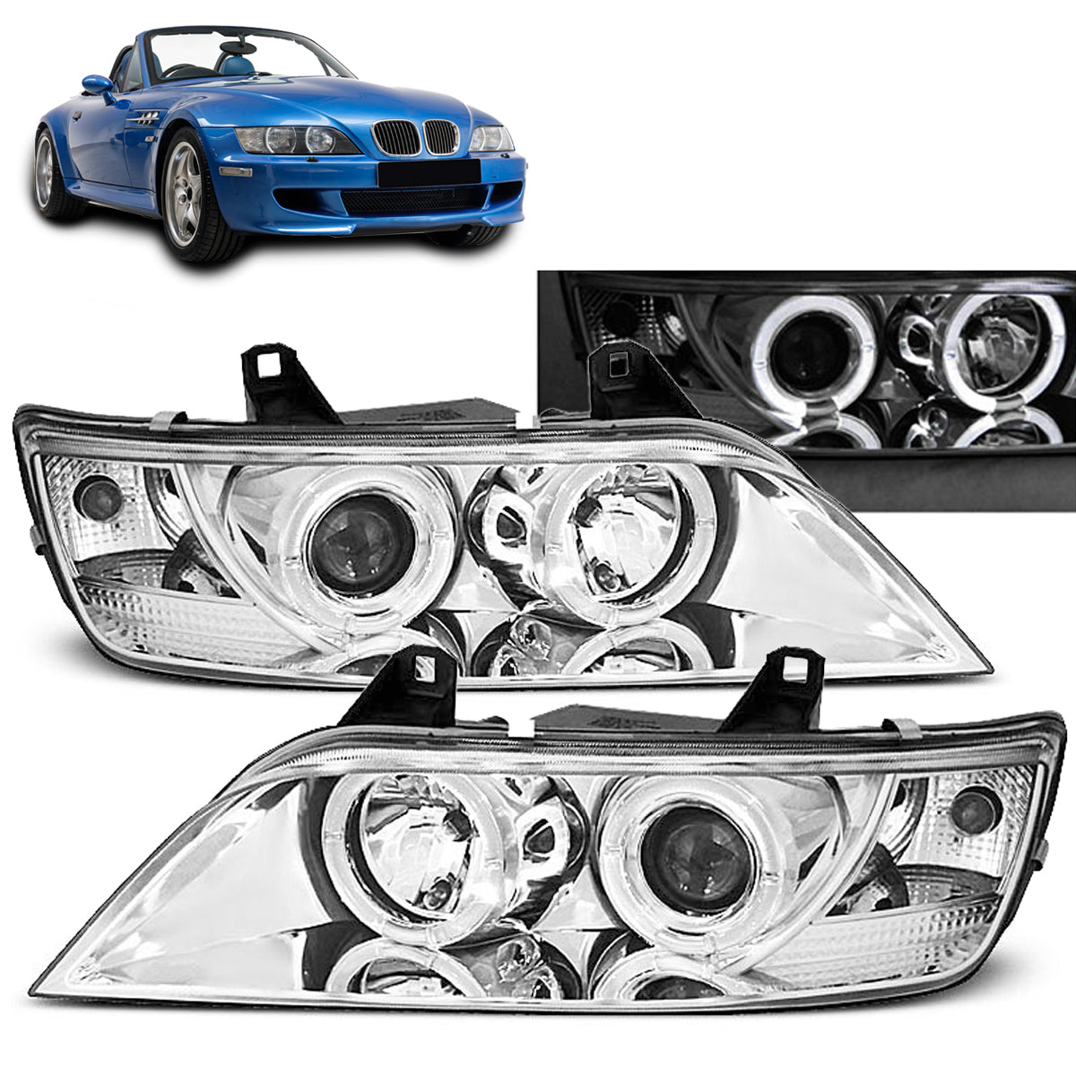 Scheinwerfer Angel Eyes Chrom passend für BMW Z3 01.96-02