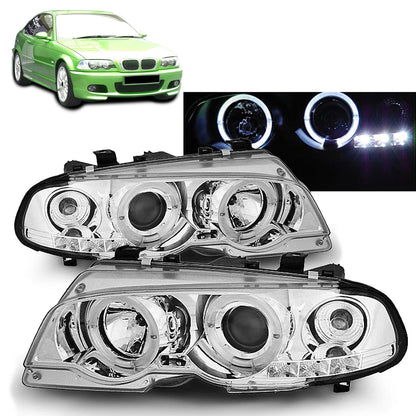 Scheinwerfer Angel Eyes Chrom passend für BMW E46 04.99-03.03 Coupé