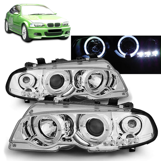 Scheinwerfer Angel Eyes Chrom passend für BMW E46 04.99-03.03 Coupé