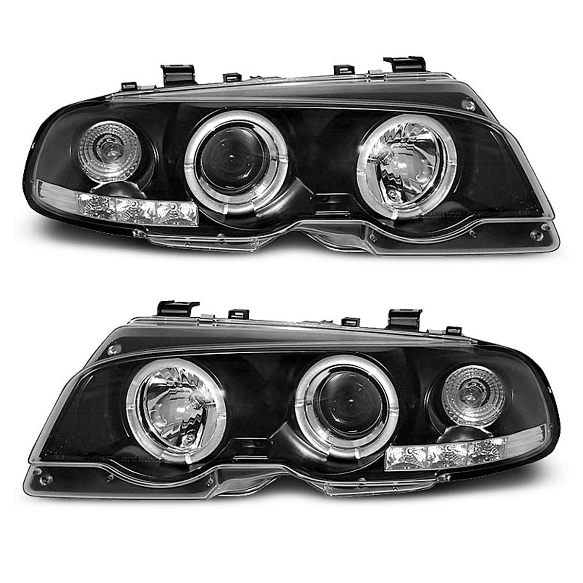 Scheinwerfer Angel Eyes Schwarz passend für BMW E46 04.99-03.03 Coupé