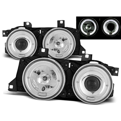 Scheinwerfer Angel Eyes Chrom passend für BMW E32/E3