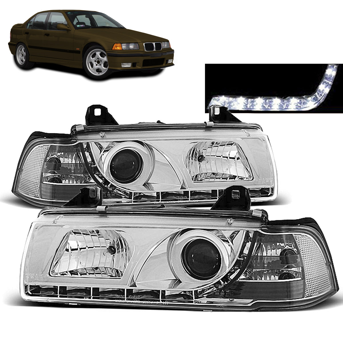 Scheinwerfer Tagfahrlicht Chrom passend für BMW E36 12.90-08.99