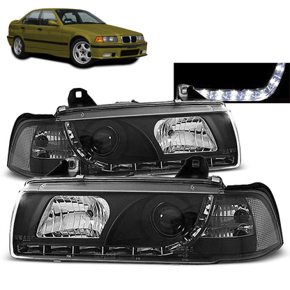 Scheinwerfer Tagfahrlicht Schwarz passend für BMW E36 12.90-08.99
