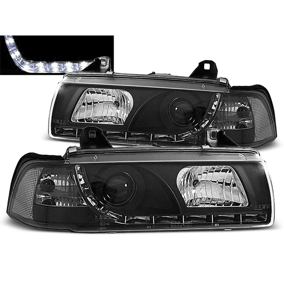 Scheinwerfer Tagfahrlicht Schwarz passend für BMW E36 12.90-08.99