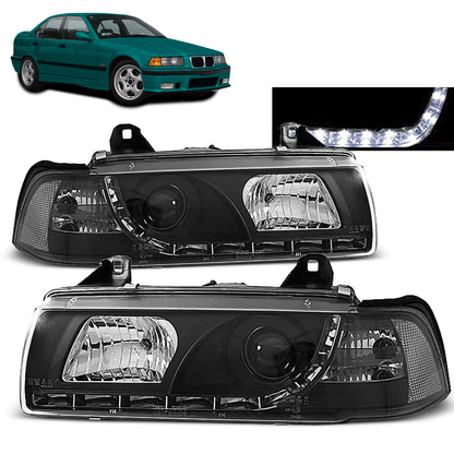 Scheinwerfer Tagfahrlicht Schwarz passend für BMW E36 12.90-08.99