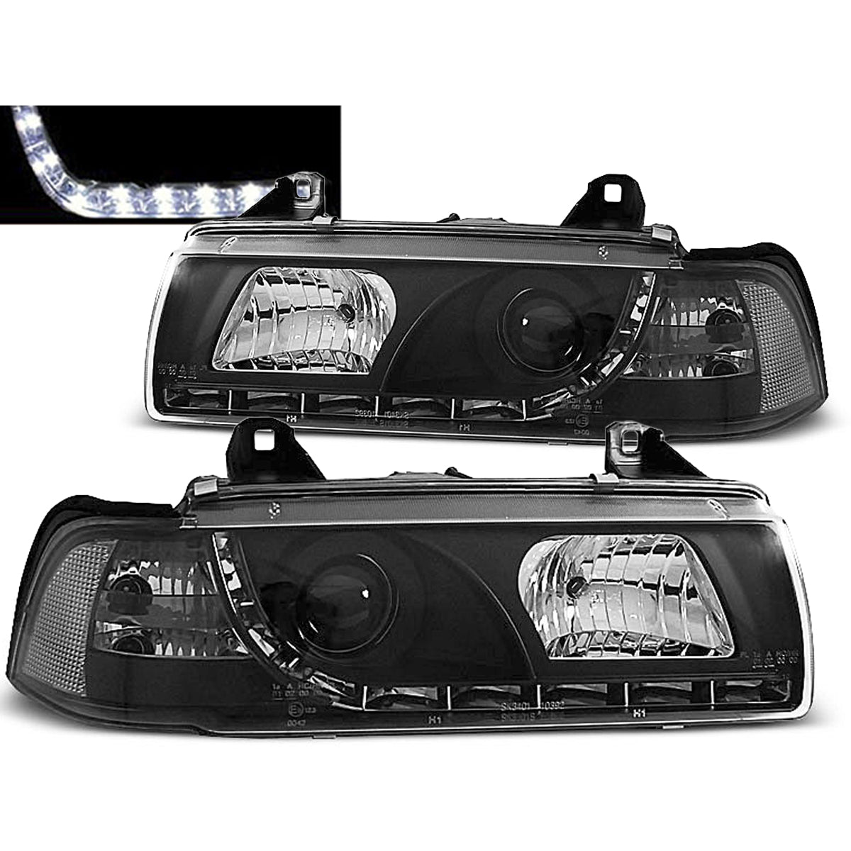 Scheinwerfer Tagfahrlicht Schwarz passend für BMW E36 12.90-08.99