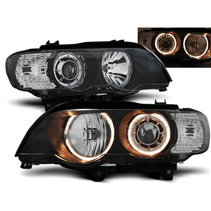 Scheinwerfer Angel Eyes Schwarz passend für BMW X5 E53 09.99-10.03