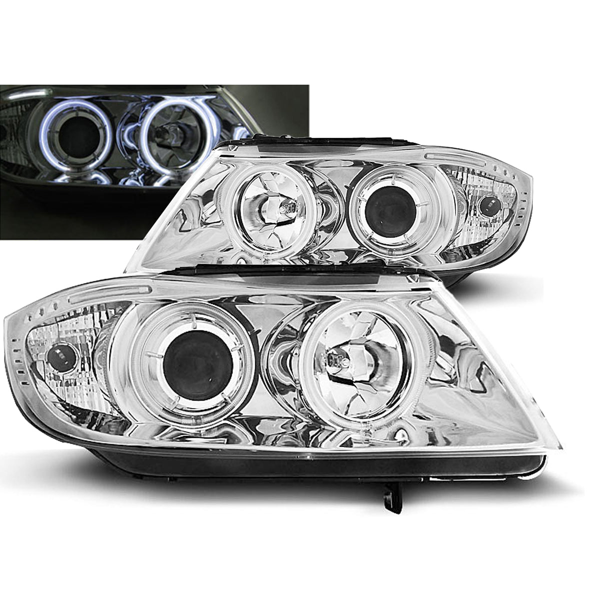 Scheinwerfer Angel Eyes CCFL Chrom passend für BMW E90/E91 03.05-08.08