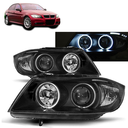 Scheinwerfer Angel Eyes CCFL Schwarz passend für BMW E90/E91 03.05-08.08