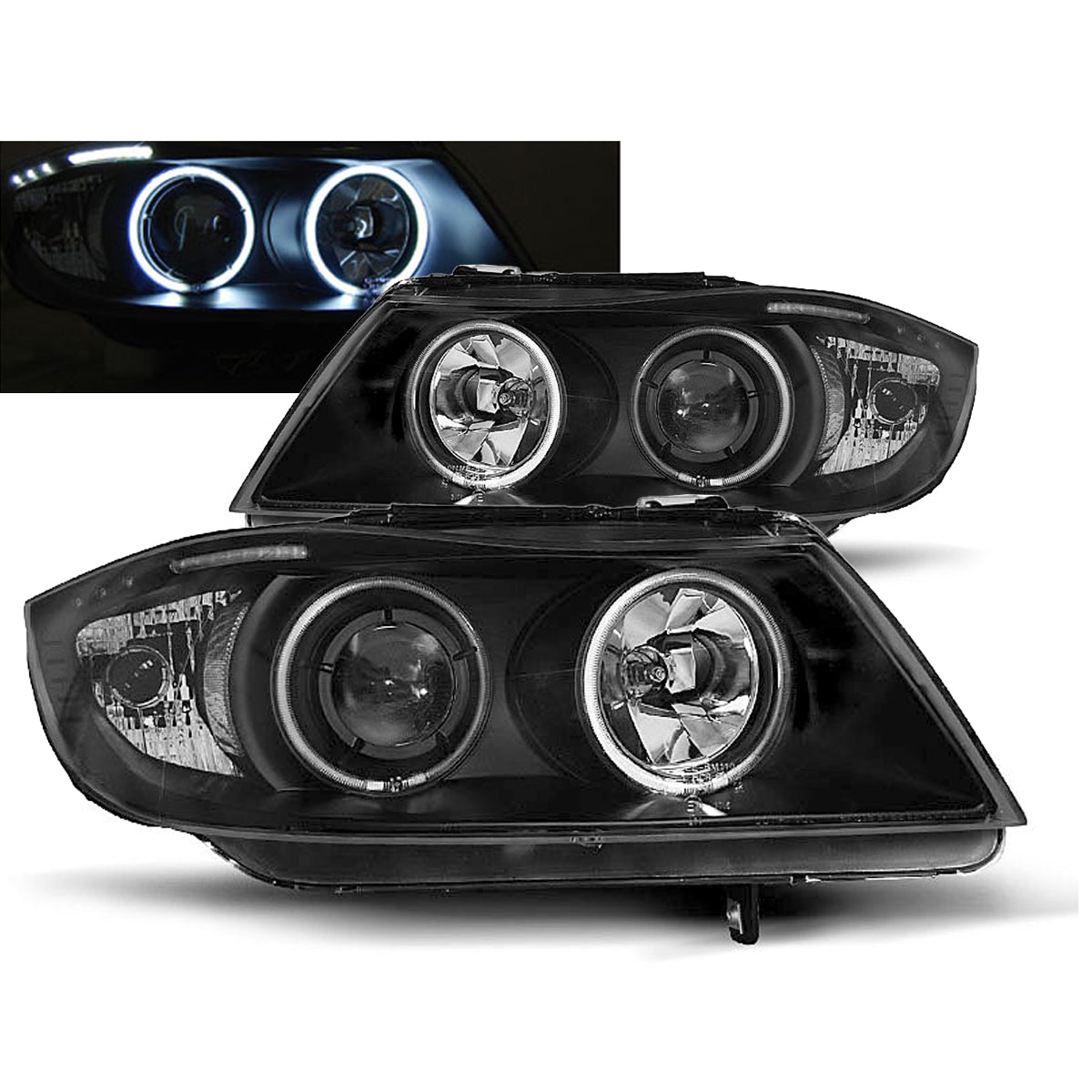 Scheinwerfer Angel Eyes CCFL Schwarz passend für BMW E90/E91 03.05-08.08