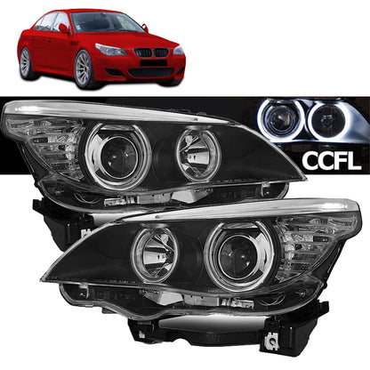 Scheinwerfer Angel Eyes CCFL Schwarz passend für BMW E60/E61 03-07