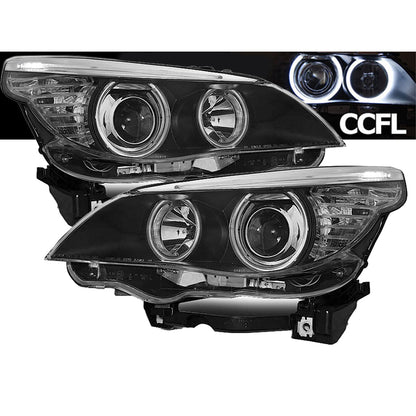 Scheinwerfer Angel Eyes CCFL Schwarz passend für BMW E60/E61 03-07