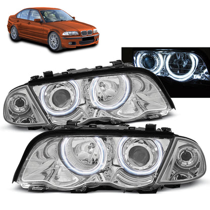 Scheinwerfer Angel Eyes CCFL Chrom passend für BMW E46 05.98-08.01 S/T