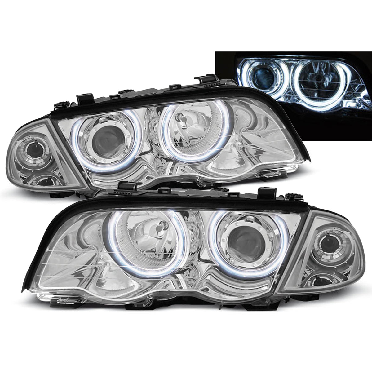 Scheinwerfer Angel Eyes CCFL Chrom passend für BMW E46 05.98-08.01 S/T