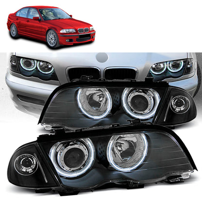 Scheinwerfer Angel Eyes CCFL Schwarz passend für BMW E46 05.98-08.01 S/T