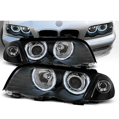 Scheinwerfer Angel Eyes CCFL Schwarz passend für BMW E46 05.98-08.01 S/T
