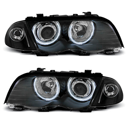 Scheinwerfer Angel Eyes CCFL Schwarz passend für BMW E46 05.98-08.01 S/T