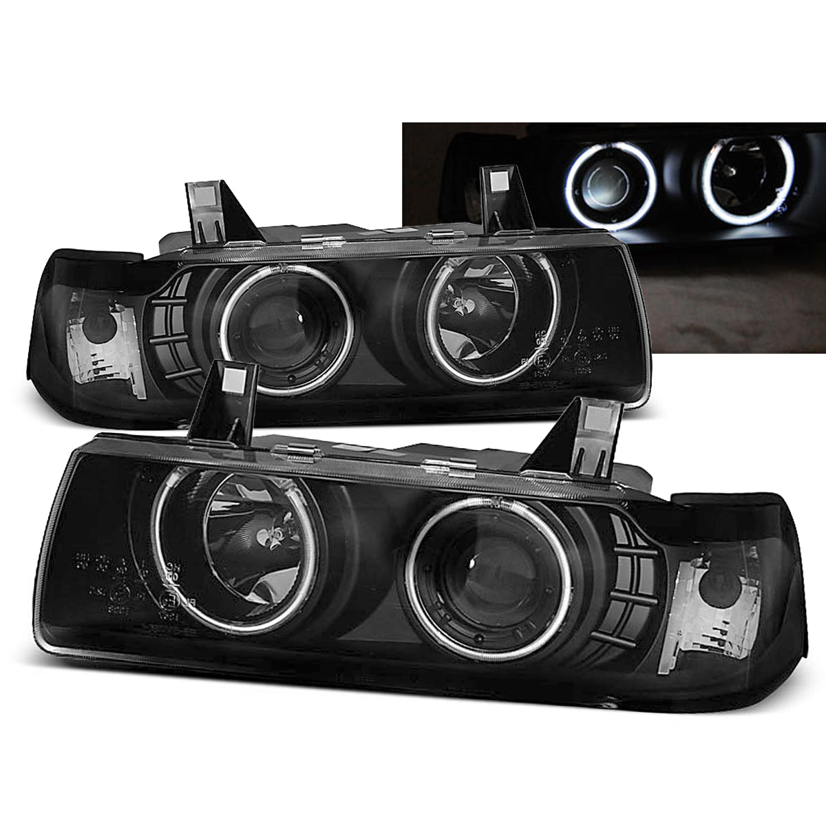 Scheinwerfer Angel Eyes CCFL Schwarz passend für BMW E36 12.90-08.99 S/C/T