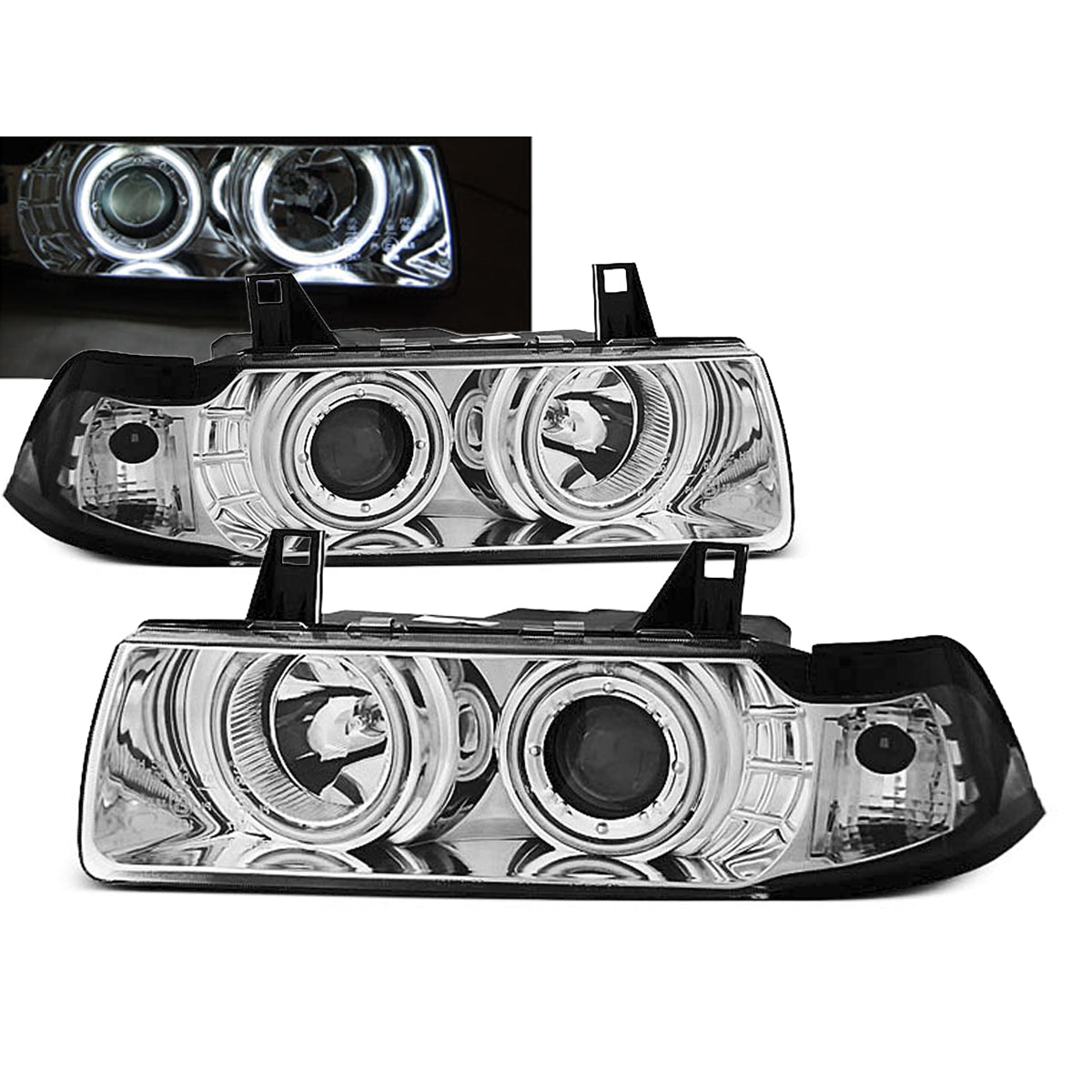 Scheinwerfer Angel Eyes CCFL Chrom passend für BMW E36 12.90-08.99 C/C