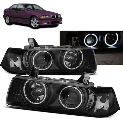 Scheinwerfer Angel Eyes CCFL Schwarz passend für BMW E36 12.90-08.99 C/C