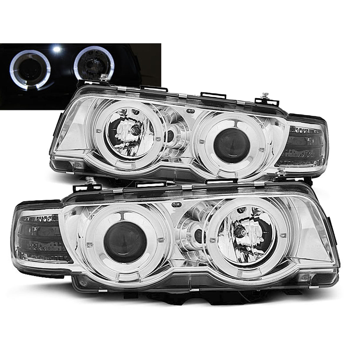 Scheinwerfer Angel Eyes Chrom passend für BMW E38 09.98-07.01