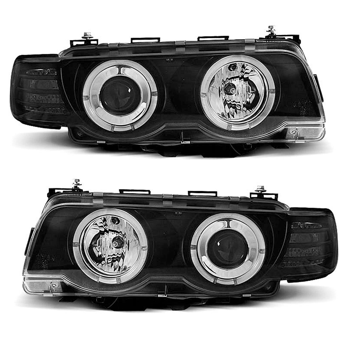 Scheinwerfer Angel Eyes Schwarz passend für BMW E38 09.98-07.01