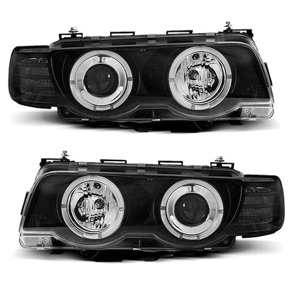 Scheinwerfer Angel Eyes Schwarz passend für BMW E38 09.98-07.01