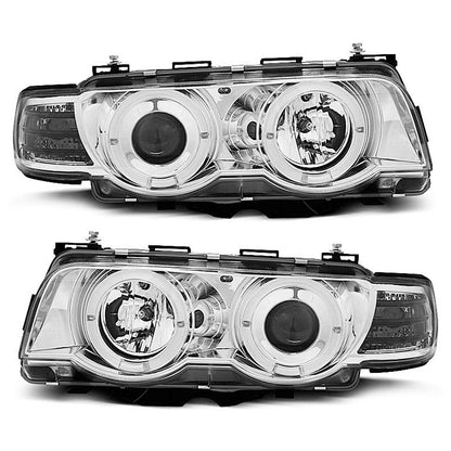 Xenon Scheinwerfer Angel Eyes Chrom passend für BMW E38 09.98-07.01