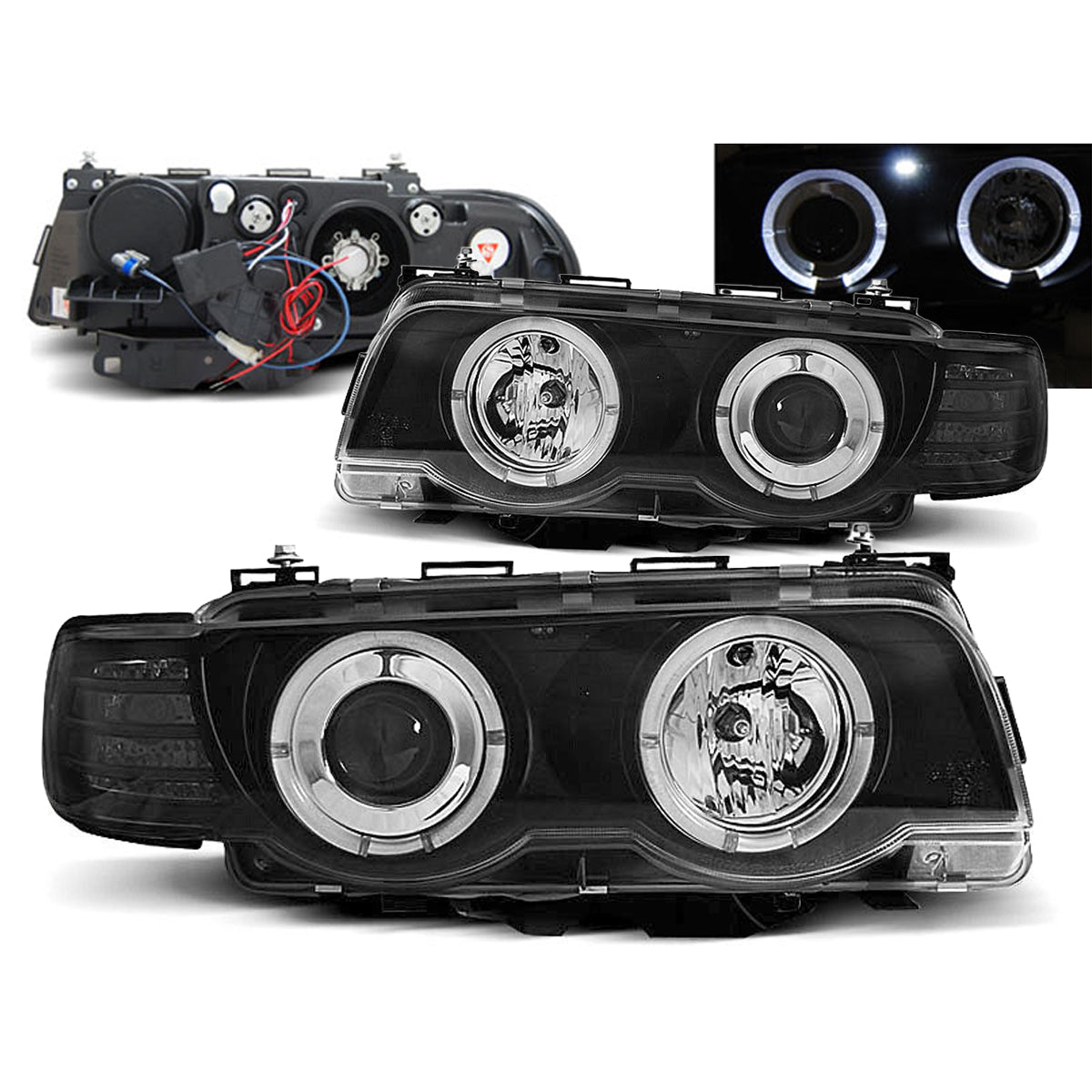 Xenon Scheinwerfer Angel Eyes Schwarz passend für BMW E38 09.98-07.01