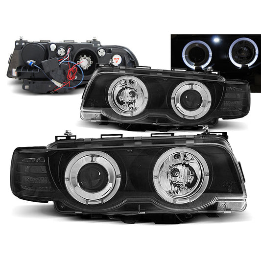 Xenon Scheinwerfer Angel Eyes Schwarz passend für BMW E38 09.98-07.01