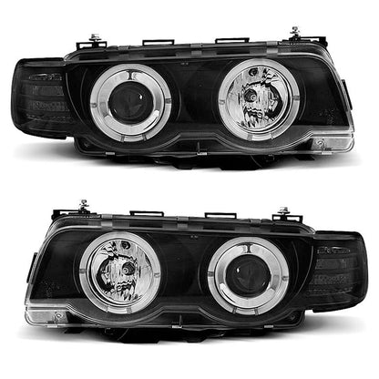 Xenon Scheinwerfer Angel Eyes Schwarz passend für BMW E38 09.98-07.01