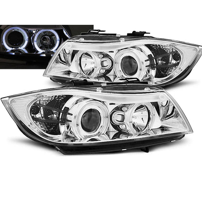 Scheinwerfer Angel Eyes Chrom passend für BMW E90/E91 03.05-08.08