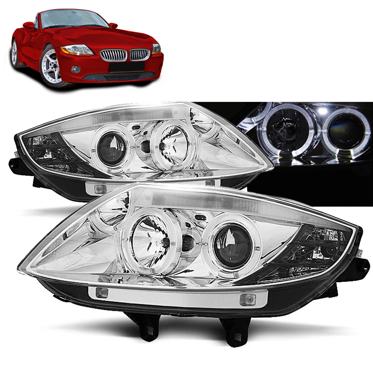Scheinwerfer Angel Eyes Chrom passend für BMW Z4 E85 E86 02-08