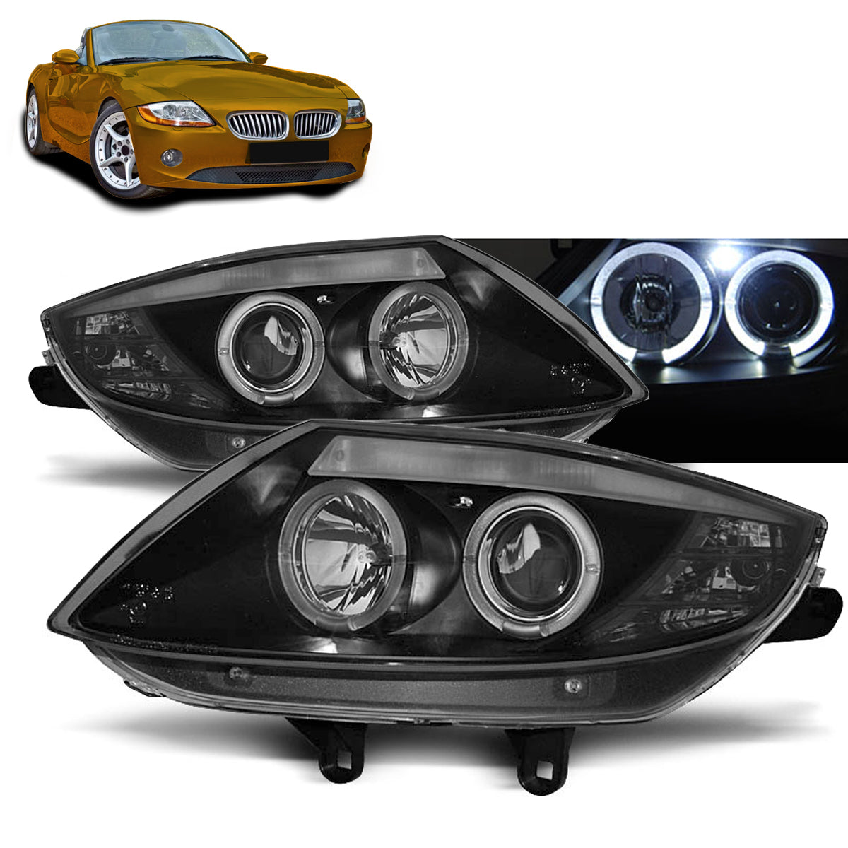Scheinwerfer Angel Eyes Schwarz passend für BMW Z4 E85 E86 02-08