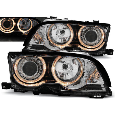 Scheinwerfer Angel Eyes Chrom passend für BMW E46 09.01-03.03 Coupé Cabrio