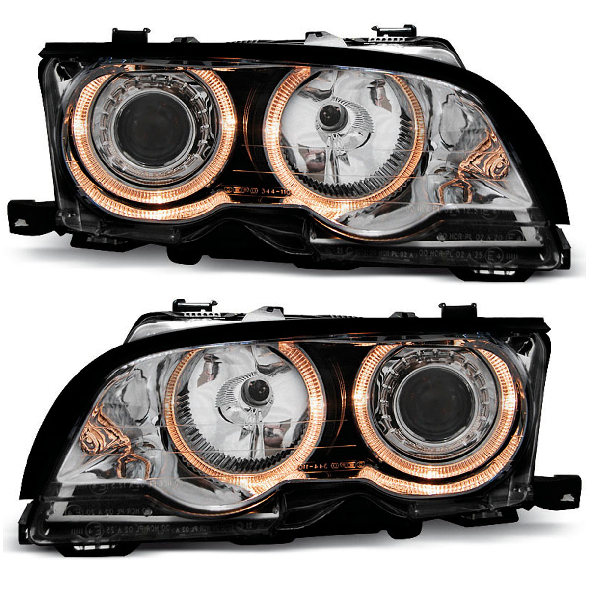Scheinwerfer Angel Eyes Chrom passend für BMW E46 09.01-03.03 Coupé Cabrio