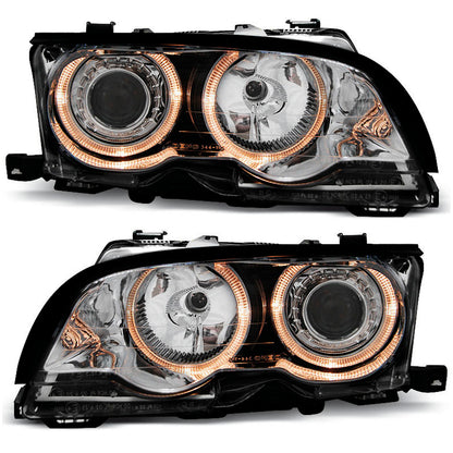 Scheinwerfer Angel Eyes Chrom passend für BMW E46 09.01-03.03 Coupé Cabrio