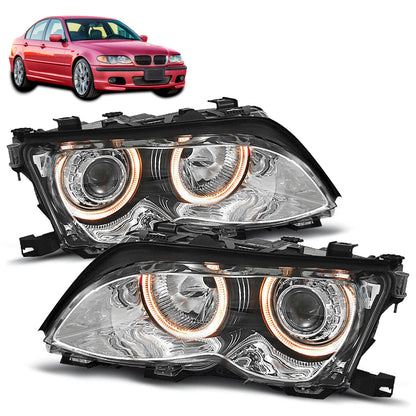Scheinwerfer Angel Eyes Chrom passend für BMW E46 09.01-03.05 S/T